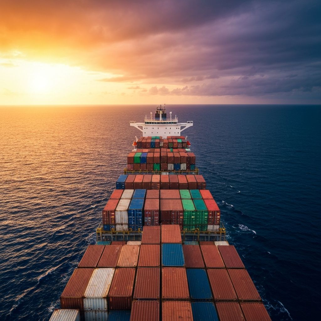 Cargo ship at sea
